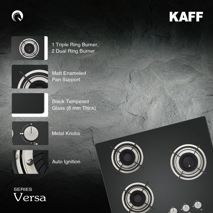 Kaff 60 cm 3 Burner Hob Crista CRH 603 Chimneykart